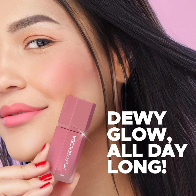 Hilary Rhoda Blush Love Liquid Blush For Women | Highly Pigmented Blush | Super Dewy Finish | Built-in Sponge | Easy to Apply | Available in 6 Shades | Cruelty-free & Vegan | All Day Wear | Buildable Formula & Leak-Proof - 6ml (Serial Chiller | Shade 05) thumbnail 4